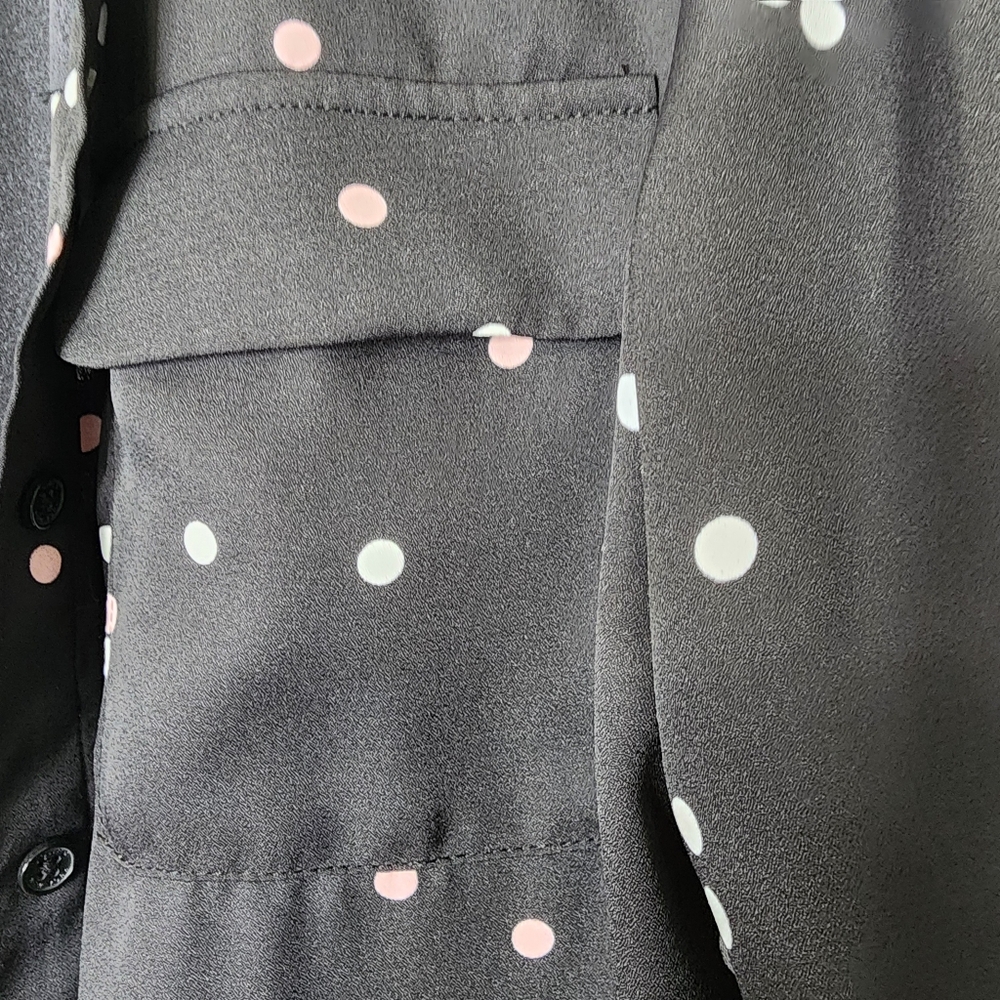 Jones New York polka dot long sleeved button‎ up blouse women's Large - Picture 4 of 10